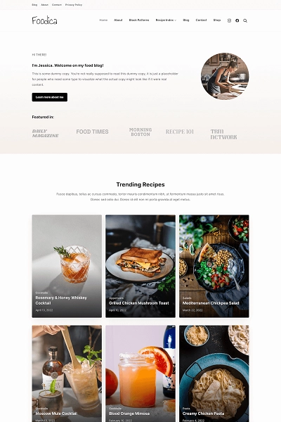Foodica Clean WordPress Theme