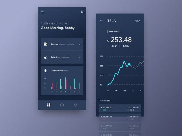 Mobile Application Dashboard for Stock Platform