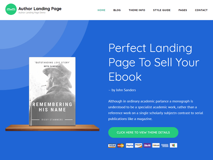 Author Landing Page wp themes, story wordpress theme