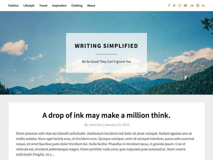 Bright Writing wordpress themes, writers and authors themes