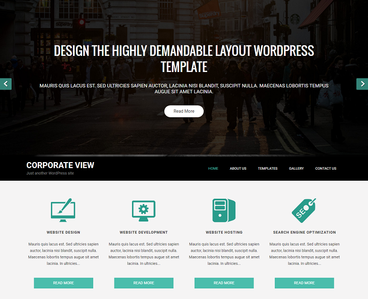 Corporate View WordPress Themes, free wordpress website templates