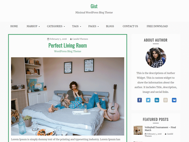 Gist wordpress themes, free websites for writers