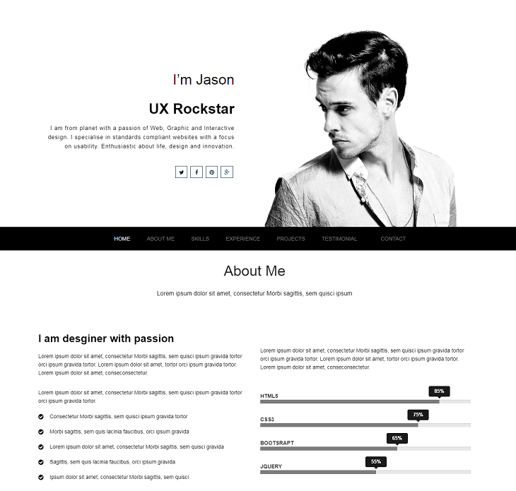 UX Rockstar Resume website template, personal resume website